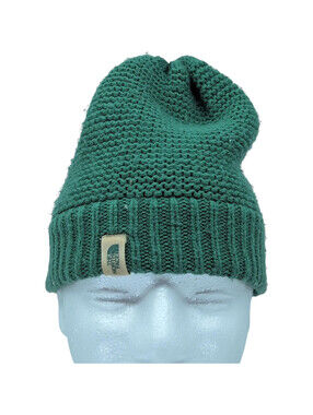The‎ North Face Beanie Womens One Size Green Knit Cuffed Logo NF00CLM5 Hat